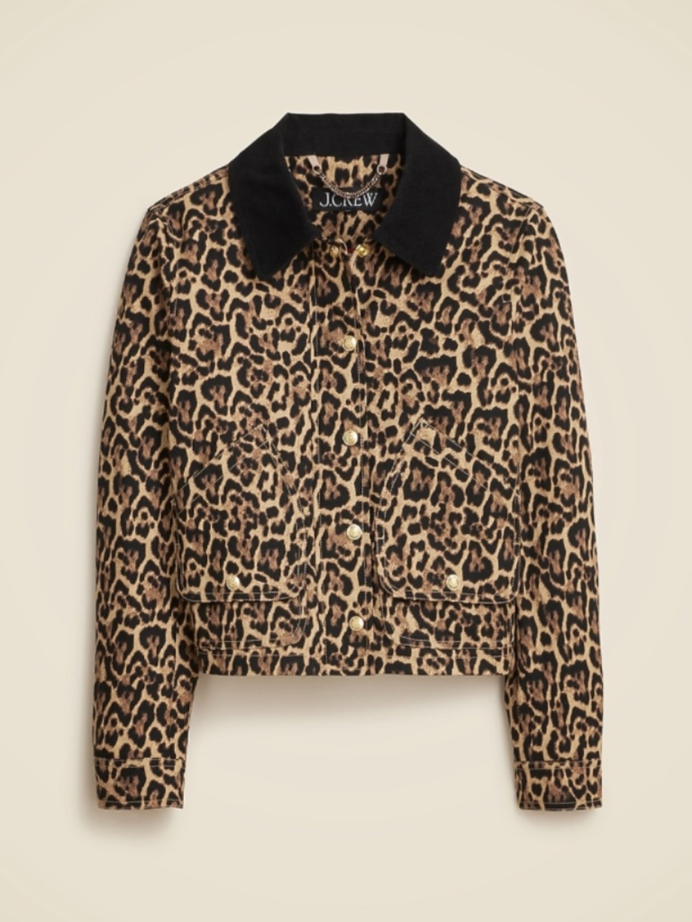 Short Barn Jacket trade in leopard cotton canvas